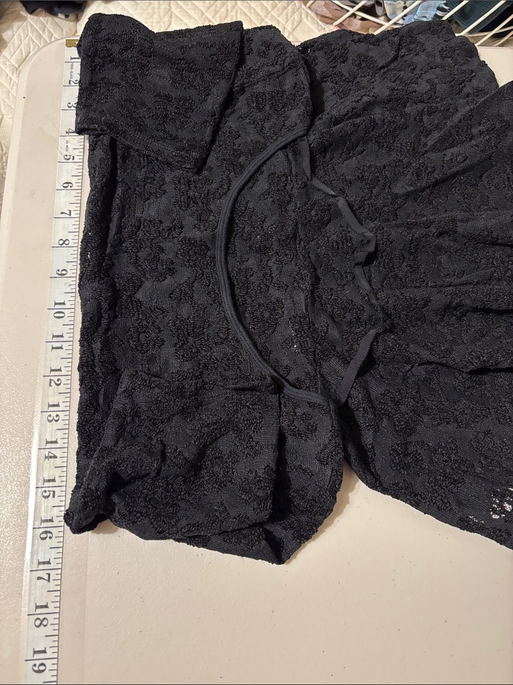 Free People Black Lace Top Size Medium Peplum Romantic Whimsigoth Dark Fairy - Picture 7 of 10